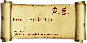 Prusz Eulália névjegykártya